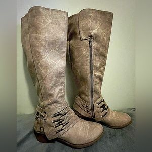 Beige/Tan Knee High Boots